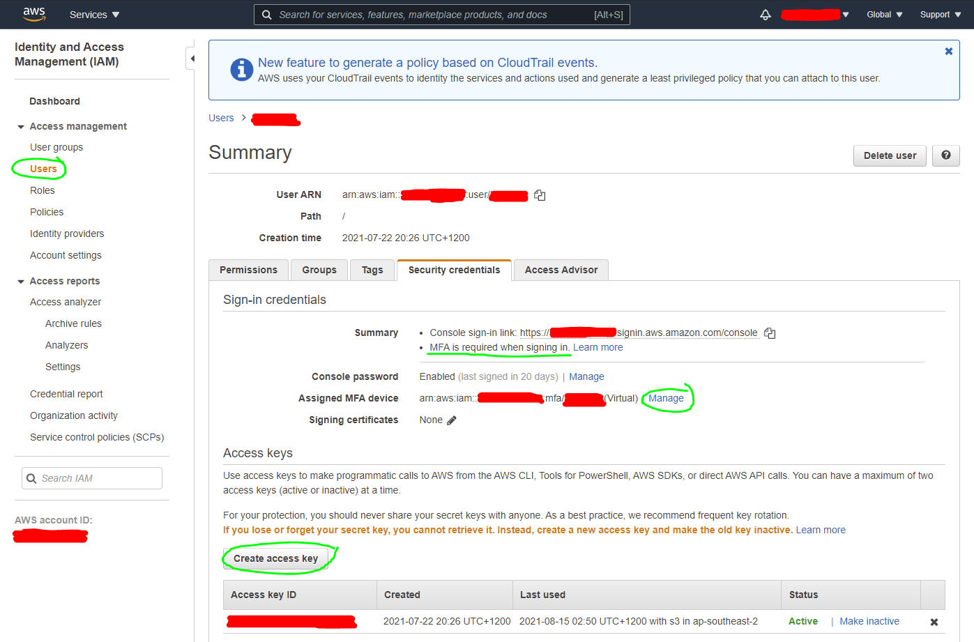 Create an IAM User