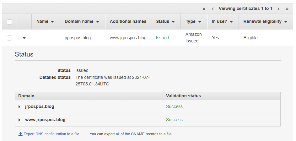 Check ACM validation status