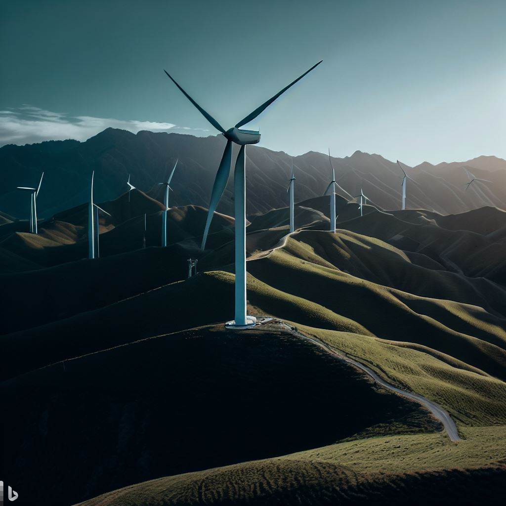 AI generated image of the Turitea Wind farm