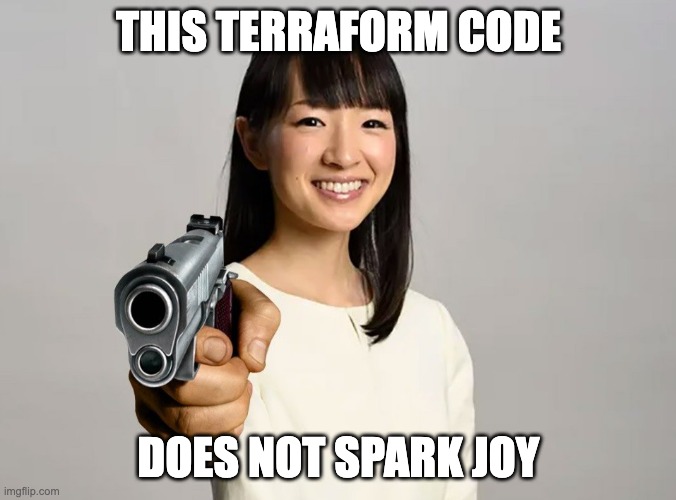 Marie Kondo with gun meme