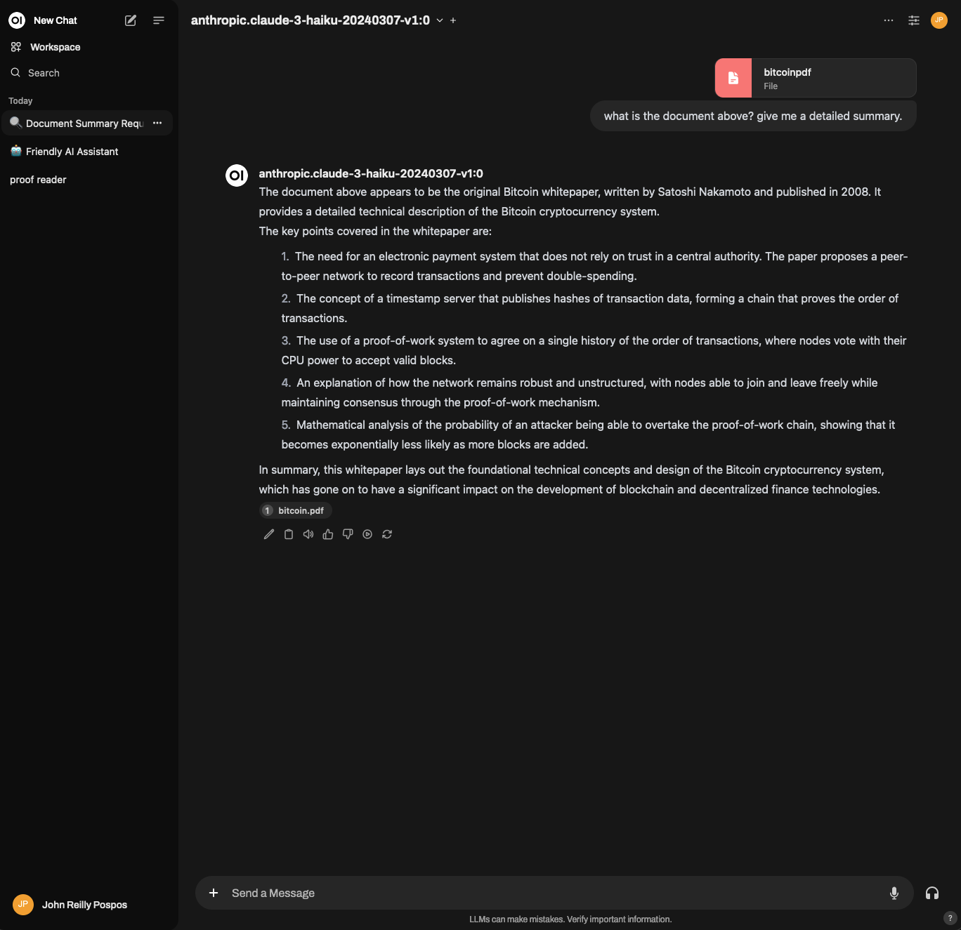 Questioning chosen document