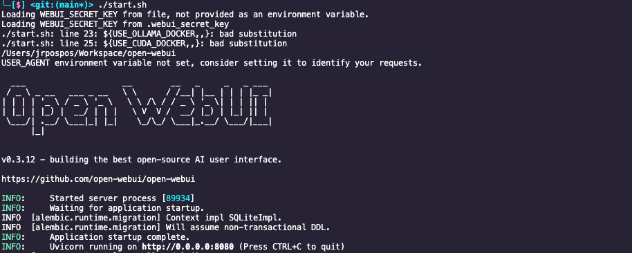 OpenWebUI successful initialization