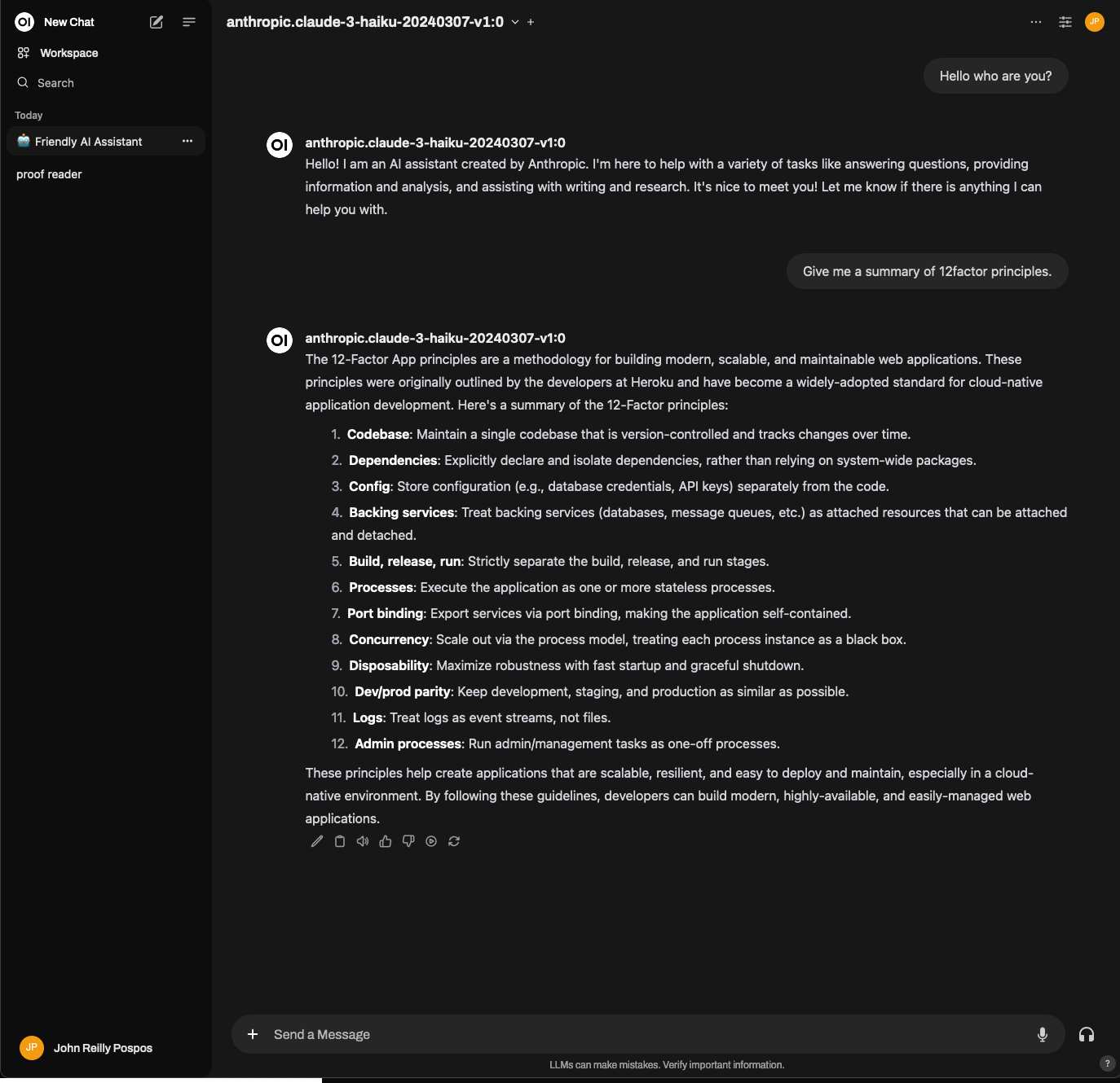 Chatting with Bedrock Models